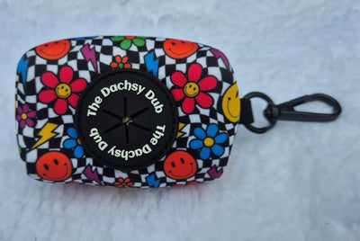The one with the checkered print poo bag