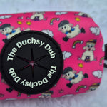 The one with the sheep poo bag pink