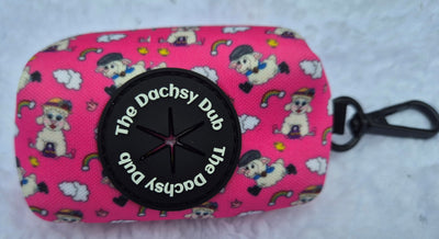 The one with the sheep poo bag pink