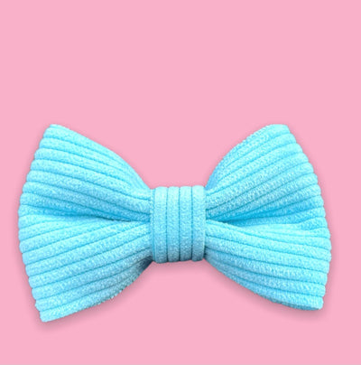 The blue cord bow tie