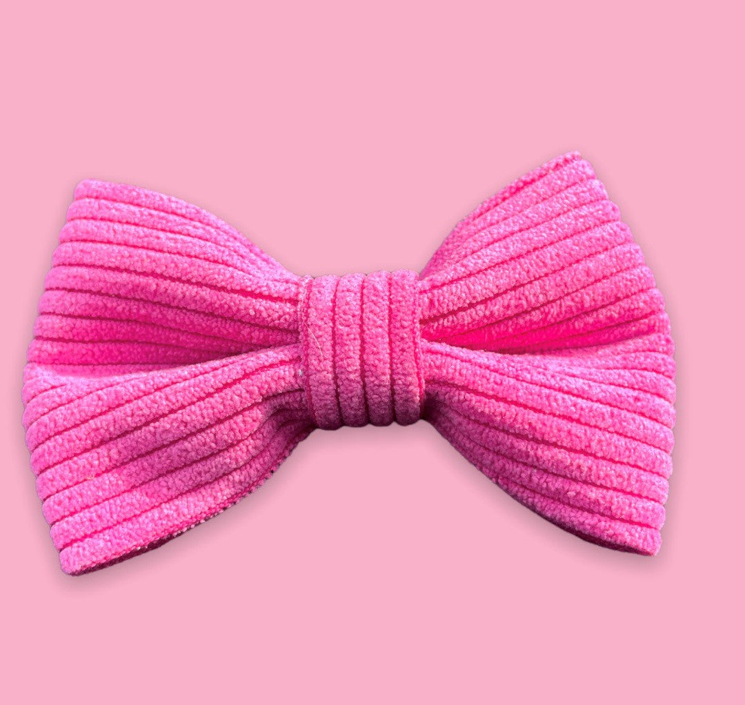 The pink cord bow tie