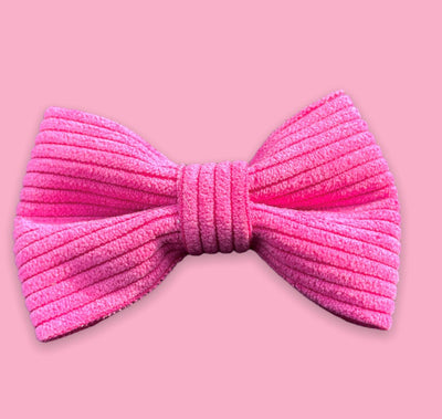 The pink cord bow tie